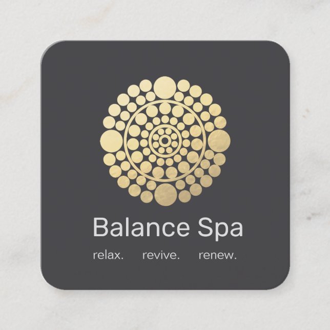 Modern Guld Circle Mandala Motif Fyrkantigt Visitkort (Framsida)