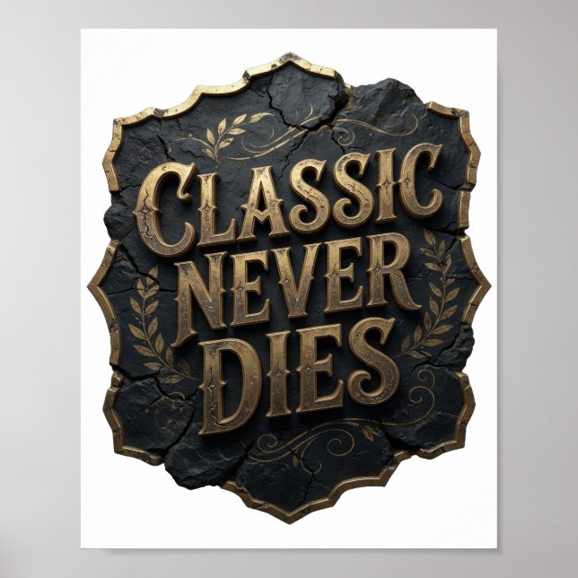 Modern Guld CLASSIC NEVER DIES Design Poster (Framsidan)
