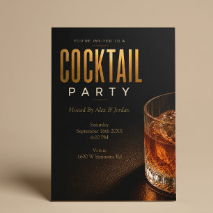 Modern guld cocktailfest inbjudan