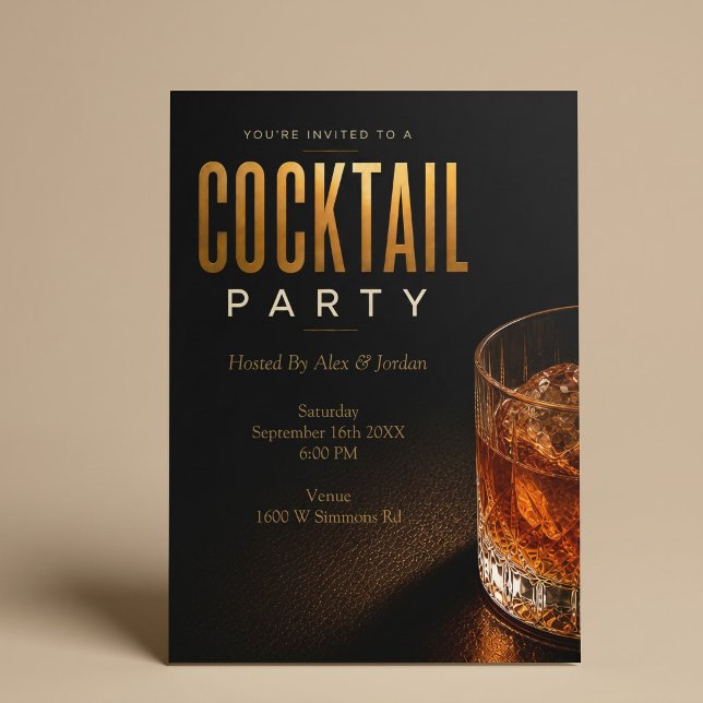 Modern guld cocktailfest inbjudan (Skapare uppladdad)