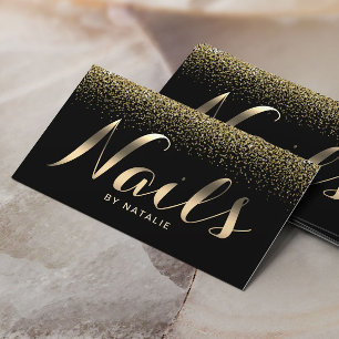 Modern Guld Confetti Nail Salon Manikurist Visitkort