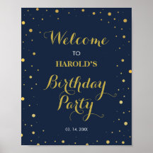 Modern Guld Confetti Navy 50:e födelsedag Välkomme