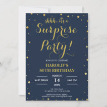 Modern Guld Confetti Navy 50:e överraskande födels