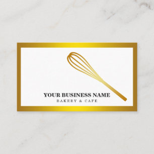 Modern Guld Confetti Whisk Pastry Chef Bakery Visitkort