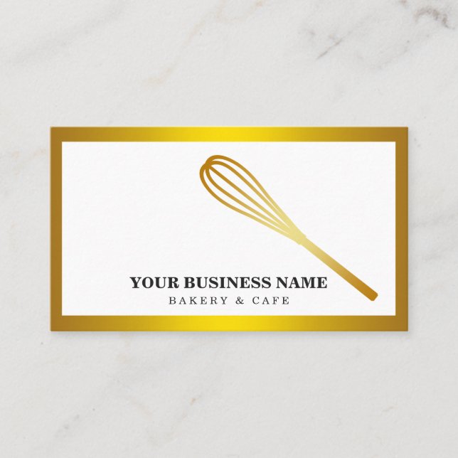 Modern Guld Confetti Whisk Pastry Chef Bakery Visitkort (Framsida)