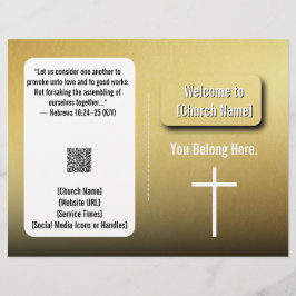 Modern Guld Contemporary Church Bulletin Reklamblad