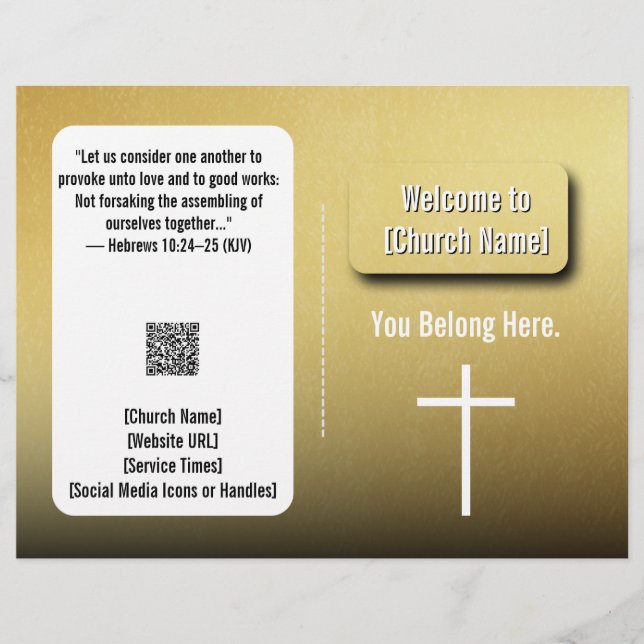 Modern Guld Contemporary Church Bulletin Reklamblad (Framsidan)