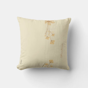 Modern Guld Cream Abstrakt Blommigt Kudde