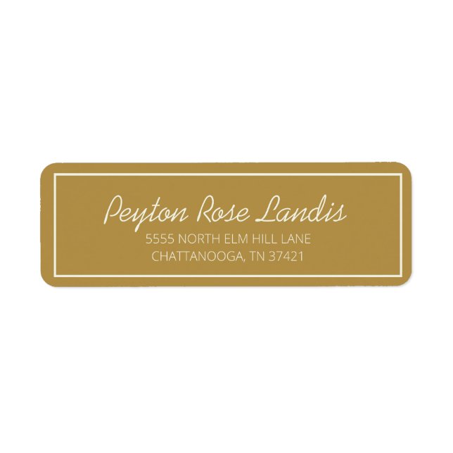 Modern Guld Cream-skript Returadress Etikett (Framsidan)