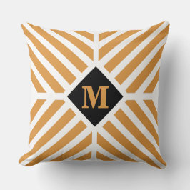 Modern Guld Diagonal Rand Monogram Kudde