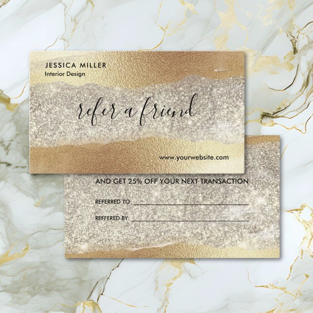 Modern guld diamant glitter falsk folie avtalskort rabattkort (Close up)