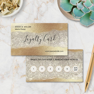 Modern Guld Diamant Glitter Falsk Folie Lyx Glam Lojalitetskort
