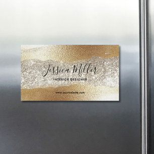 Modern Guld Diamant Glitter Falsk Folie Lyx Glam Magnetiska Visitkort