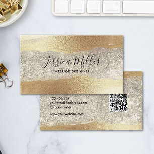 Modern Guld Diamant Glitter Falsk Folie Lyx Glam Visitkort