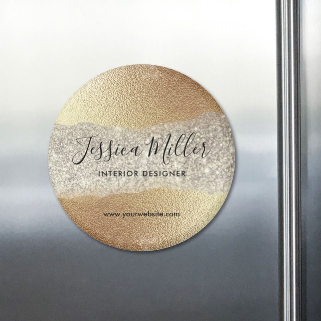 Modern Guld Diamond Glitter Faux Foil Luxury Glam Magnet (In situ)