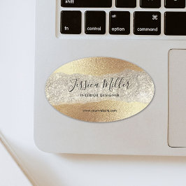 Modern Guld Diamond Glitter Faux Foil Luxury Glam Ovalt Klistermärke