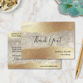 Modern Guld Diamond Glitter Faux Foil Luxury Glam Tack Kort