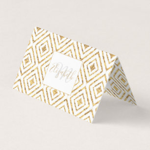 Modern Guld Diamond Shapes Doodles tribal Ikat Visitkort