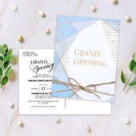 Modern Guld Dots Rustic Ribbon Grand Open Inbjudan Vykort