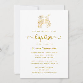 Modern Guld Dove White Kor Religiösa Baptism Inbjudningar