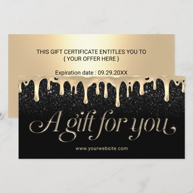 Modern Guld Drips - Salon & Spa Gift-certifikat (Fram/baksida)
