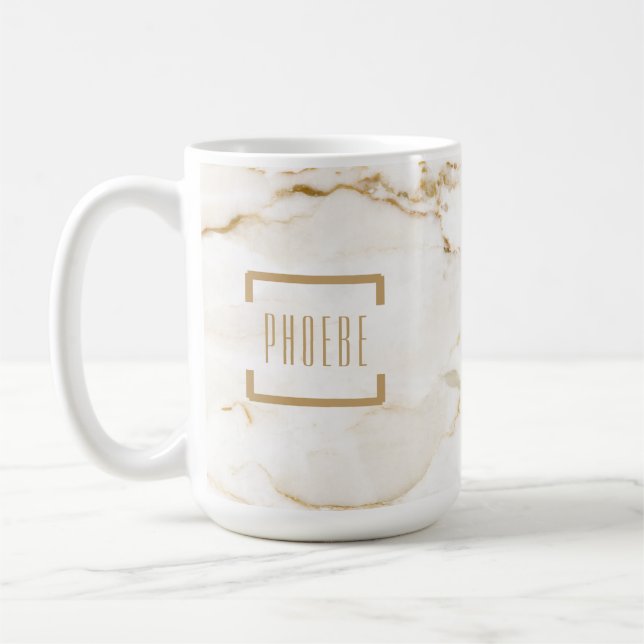 Modern Guld Effect Marble Mönster Kaffemugg (Vänster)