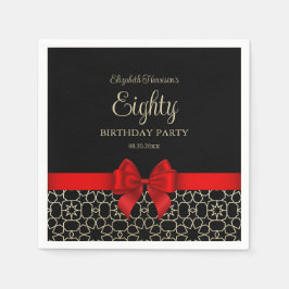 Modern Guld Egyptisk Geometrisk Röd Slinga 80-årsd Pappersservett