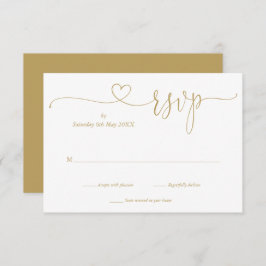 Modern Guld Elegant Script Heart OSA Kort