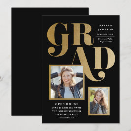 Modern guld examensfoto examensfirande inbjudningar