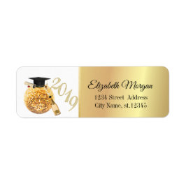 Modern guld examensmössa,Disco Boll,Vin Returadress Etikett