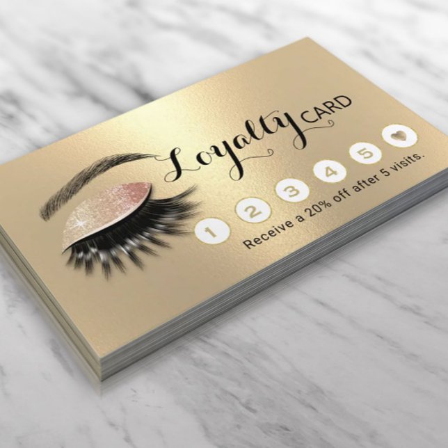 Modern Guld Eyelash Salon Makeup Artist Loyalty Lojalitetskort (Skapare uppladdad)