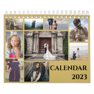 Modern Guld Family Photo Collage 2023 Kalender