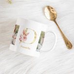 Modern Guld Flower Brev D | Två fotomonogram Kaffemugg<br><div class="desc">Modern Guld Flower Brev D | Två fotomonogram</div>