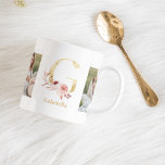 Modern Guld Flower Brev G | Två fotomonogram Kaffemugg<br><div class="desc">Modern Guld Flower Brev G | Två fotomonogram</div>