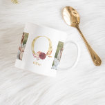 Modern Guld Flower Brev O | Två fotomonogram Kaffemugg<br><div class="desc">Modern Guld Flower Brev O | Två fotomonogram</div>