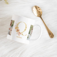 Modern Guld Flower Brev Q | Två fotomonogram