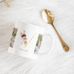 Modern Guld Flower Brev V | Två fotomonogram Kaffemugg<br><div class="desc">Modern Guld blomma Brev V| Två foto-monogram</div>