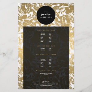 Modern Guld Flowers Black Circle Flyer