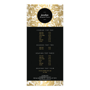 Modern Guld Flowers Black Circle II-rackkort Reklamkort