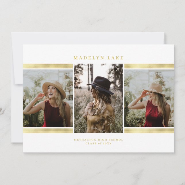 Modern Guld Foil 2023 Photo Studenten Meddelande (Framsida)