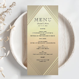 Modern Guld Foil Bröllop Menu Meny