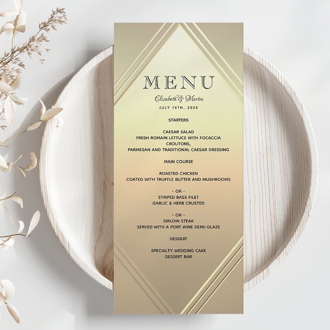 Modern Guld Foil Bröllop Menu Meny (Skapare uppladdad)