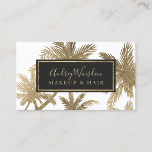Modern guld foil glam handflatan träd Makeup Hair- Visitkort