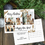Modern Guld Foliage 4 Photo Collage Julpost Vykort<br><div class="desc">Elegant, Modern Guld och Vitt botaniskt Löv 4 Photo Collage God jul Helgdag Postcard. Denna festiva, imalistiska, viskösa 4 (4) fotobrevmall med helgdag innehåller ett söt fotokollage, faux guld foliage, botaniskt löv, vinbär och säger God jul och Gott nytt år! Texten "God jul och Gott nytt år" hälsning är skriven...</div>