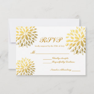Modern guld folie blommig modern RSVP bröllopskort OSA Kort