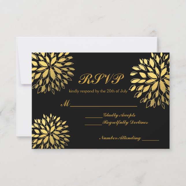 Modern guld folie blommig modern RSVP bröllopskort OSA Kort (Framsida)