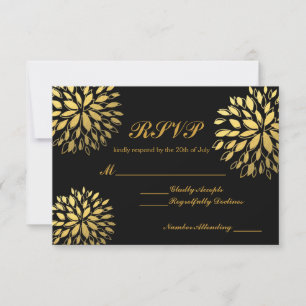 Modern guld folie blommig modern RSVP bröllopskort OSA Kort