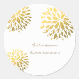 Modern guld folie blommig vit elegant dekal runt klistermärke