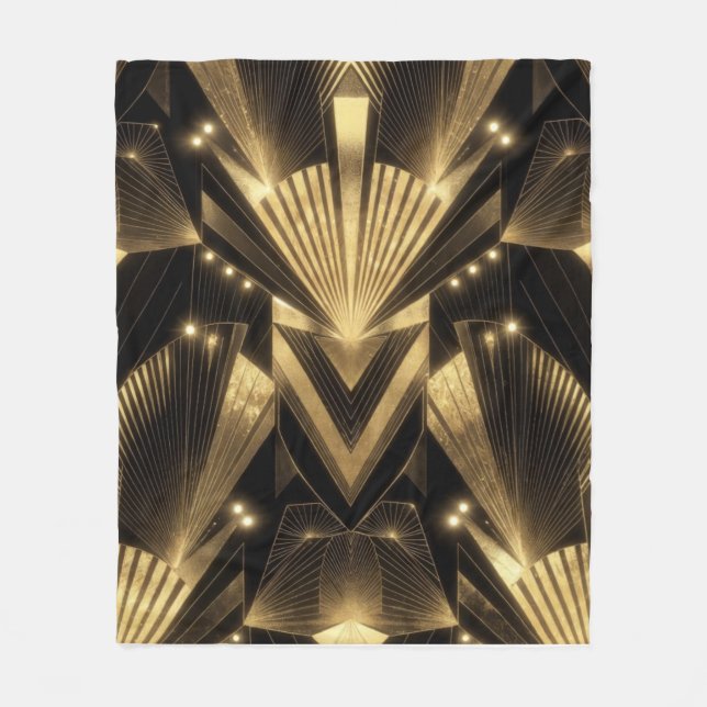 Modern guld folie elegans Neo Art Deco Fleecefilt (Framsidan)
