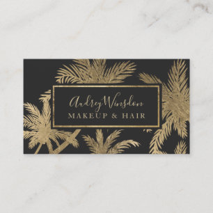 Modern guld-folie grått handflatan träd Makeup H Visitkort